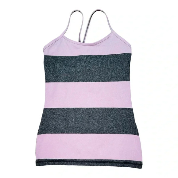 Lululemon Power Y Tank *Luon, Heathered Black / Mauvelous- Size 6 - Picture 1 of 8